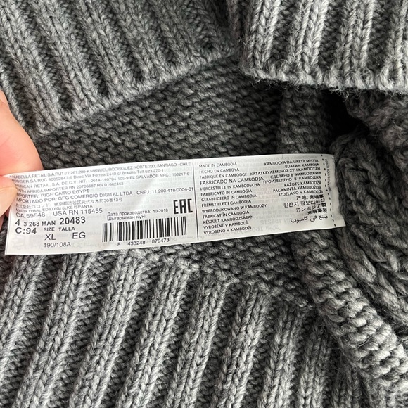 NWT - Mango Men’s Wool Blended Shawl Collar Sweater - US Size L - Italian Yarn - Picture 8 of 9